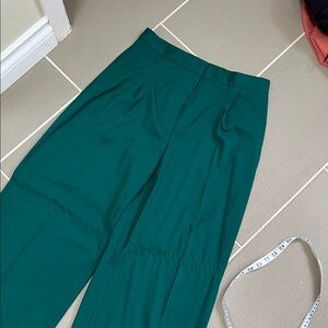Zara Forest Green Wide-Leg High Waist Pants
